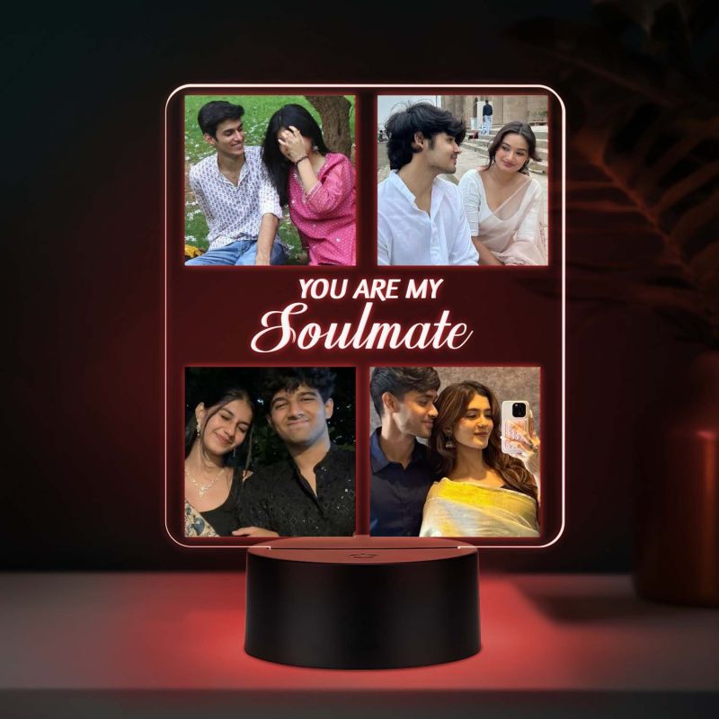 Personalized You are My Soulmate LED Night Lamp with 7 Color Changing Light Gift for Wife, Husband, Girlfriend, Boyfriend | Birthday Gift for Loveable Person
